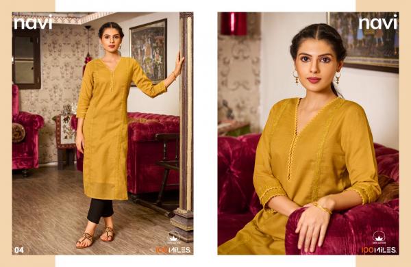 100 Miles Navi Embroidery Fancy Kurti Collection